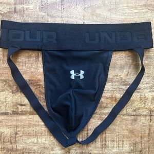 Under Armour Men's Black Jockstrap with Silver Logo